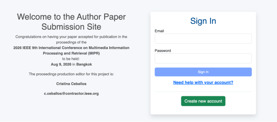 IEEE CPS author paper submission login page